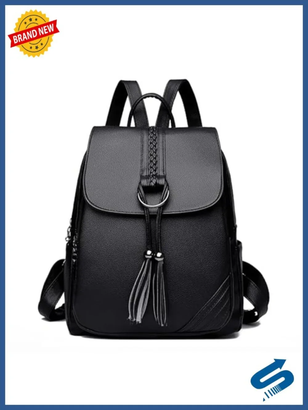PU Leather Tassel Backpack Adjustable Straps Casual Daypack Durable Work Commute